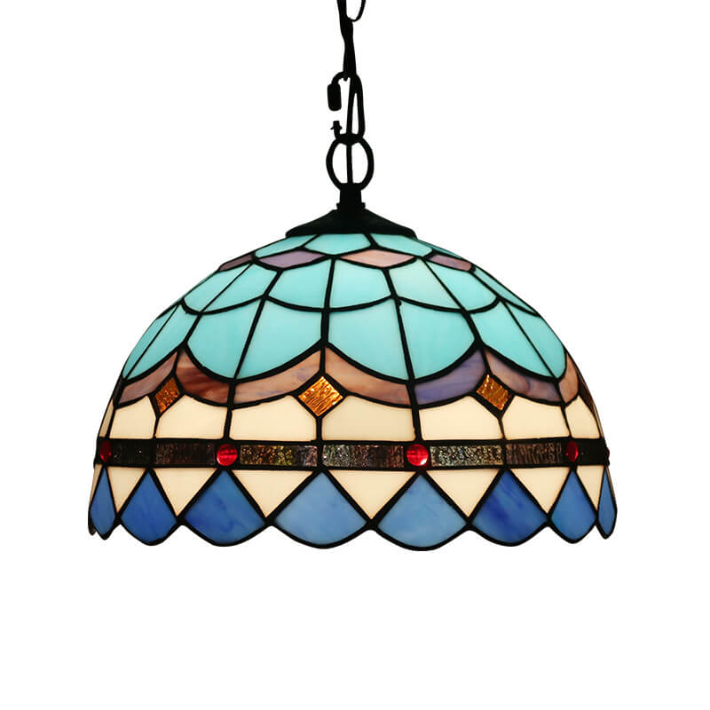 Tiffany Colorido Vidrio 1-Luz Colgante de Cúpula 