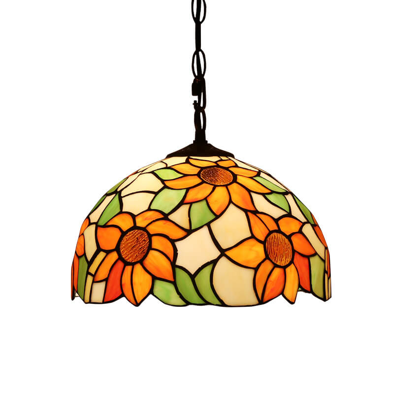 Tiffany Colorido Vidrio 1-Luz Colgante de Cúpula 