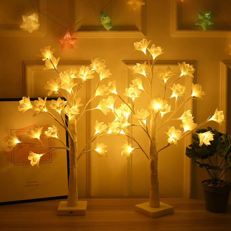 64 Licht Kupferdraht Orchidee USB Lade LED Baum Tischlampe 