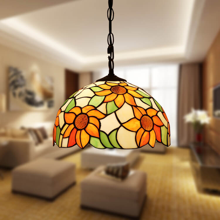 Tiffany Colorido Vidrio 1-Luz Colgante de Cúpula 