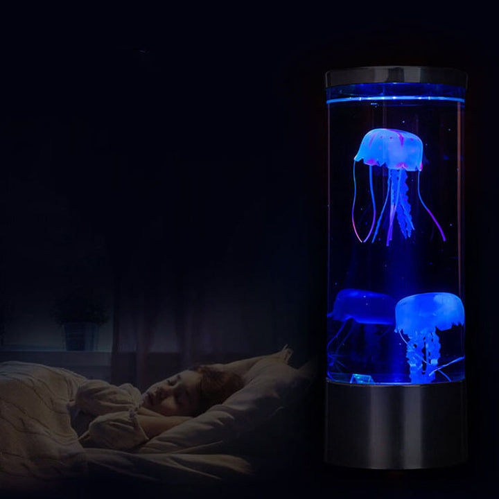 Lampe de nuit colorée en forme de méduse, veilleuse LED cylindrique 