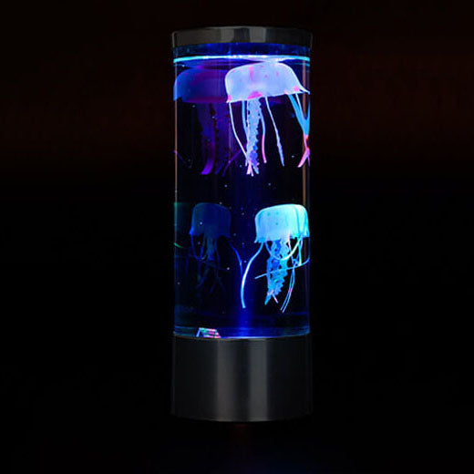 Lampe de nuit colorée en forme de méduse, veilleuse LED cylindrique 