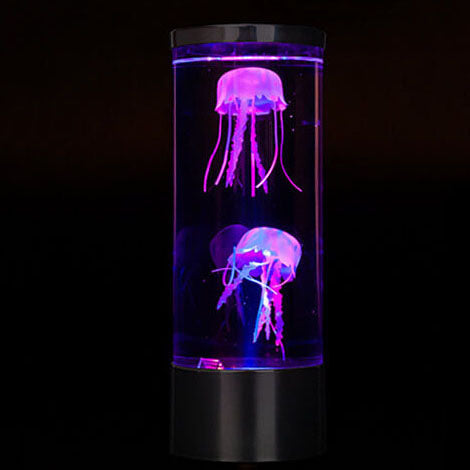 Lampe de nuit colorée en forme de méduse, veilleuse LED cylindrique 