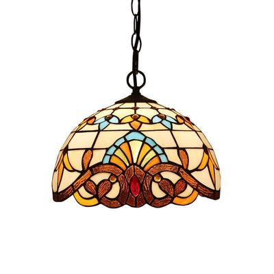 Tiffany Colorido Vidrio 1-Luz Colgante de Cúpula 