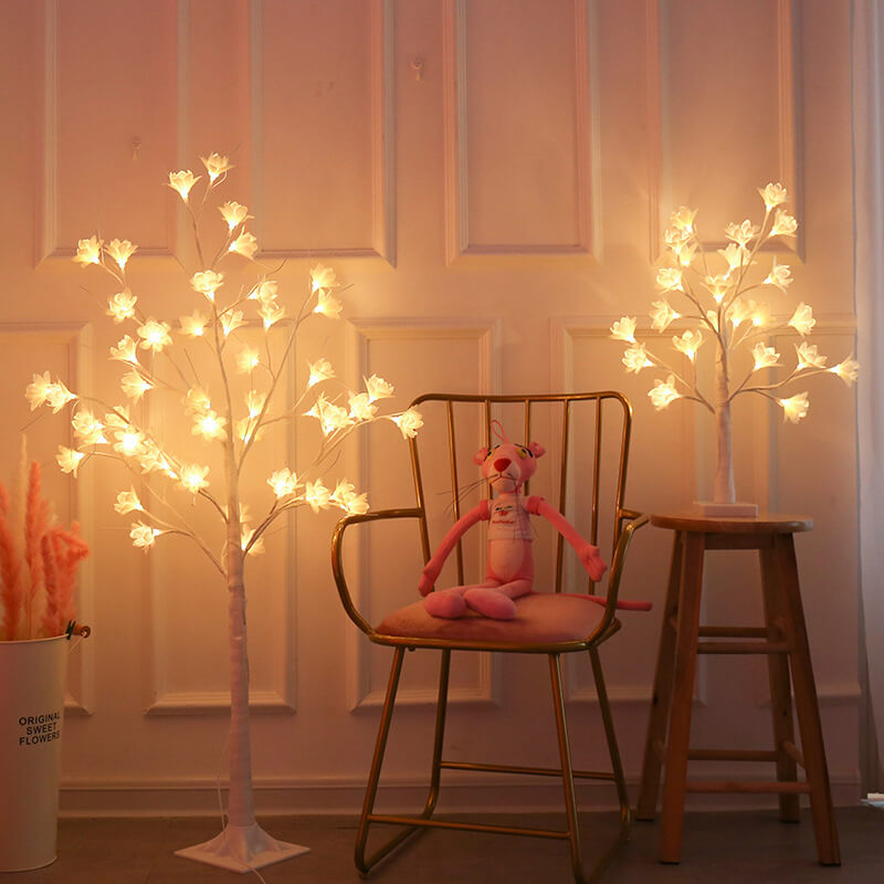 64 Light Copper Wire Orchid USB Charging LED Tree Table Lamp