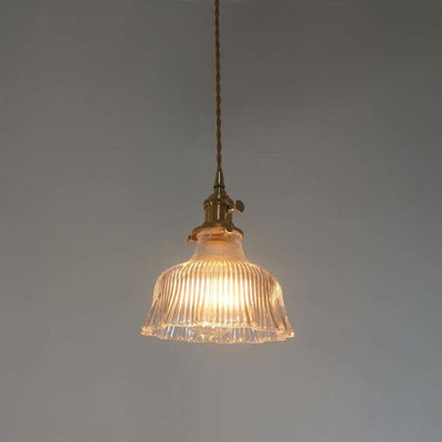 Creative Japanese Pleated Clear Glass 1-Light Pendant Light