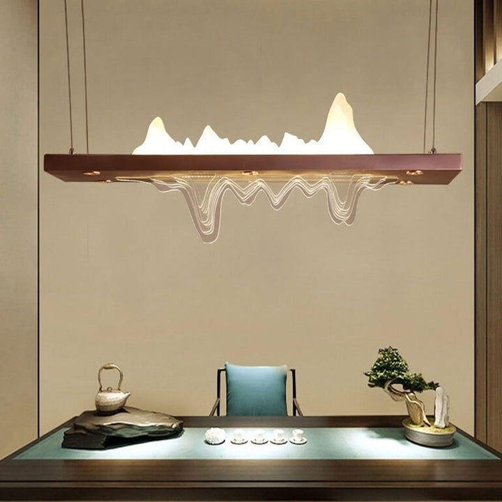 Moderne Chinesische Acryl-Landschaftsdesign Insel Licht Zen LED Kronleuchter 