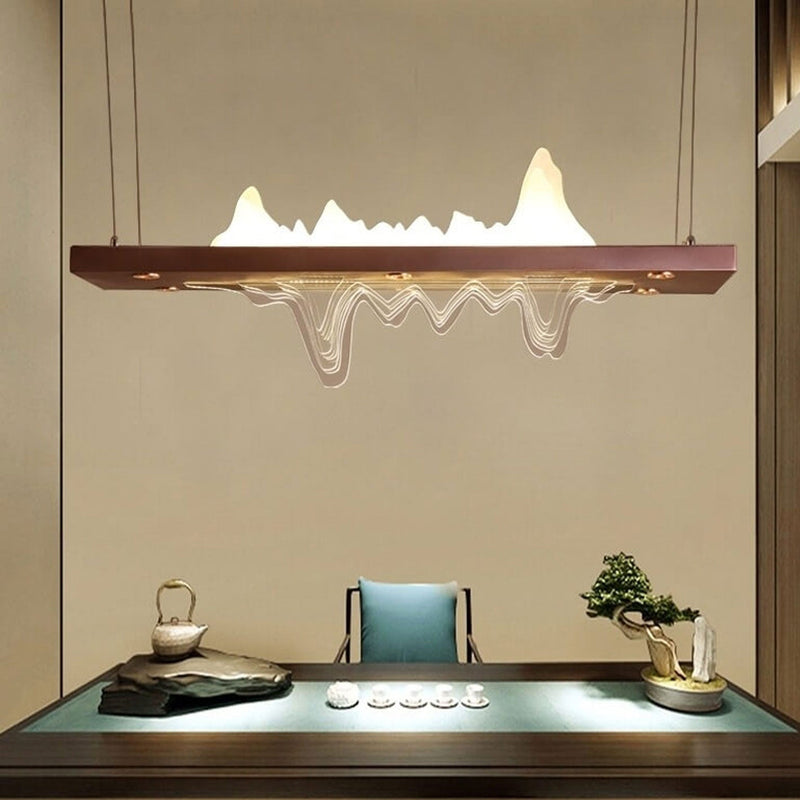 Moderner chinesischer Acryl-Landschaftsdesign-Insel-Licht-Zen-LED-Kronleuchter
