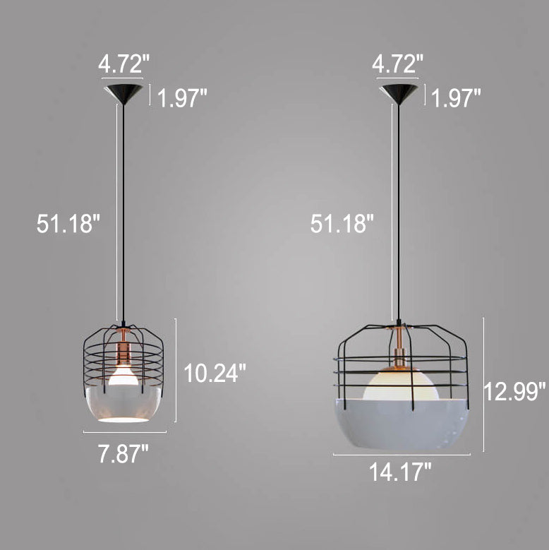 Industrial Iron Birdcage Design 1-Light Pendant Light