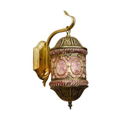 Southeast Asian Style Hollow Iron Pink 1-Light Wall Sconce Lamp