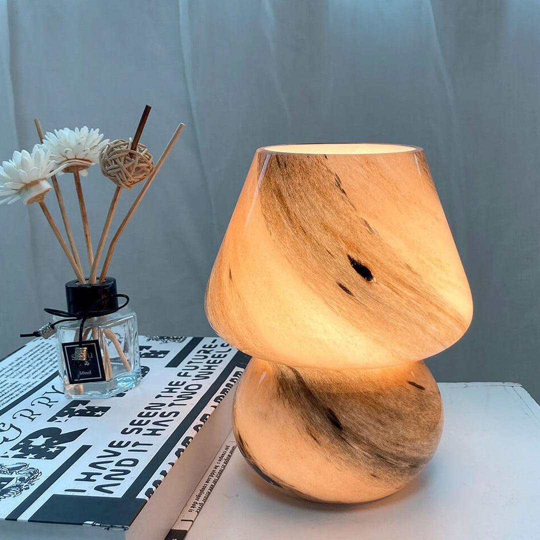 Moderne kreative handgefertigte 1-flammige Tischlampe aus Glas im Planeten- und Pilzdesign für das Schlafzimmer 