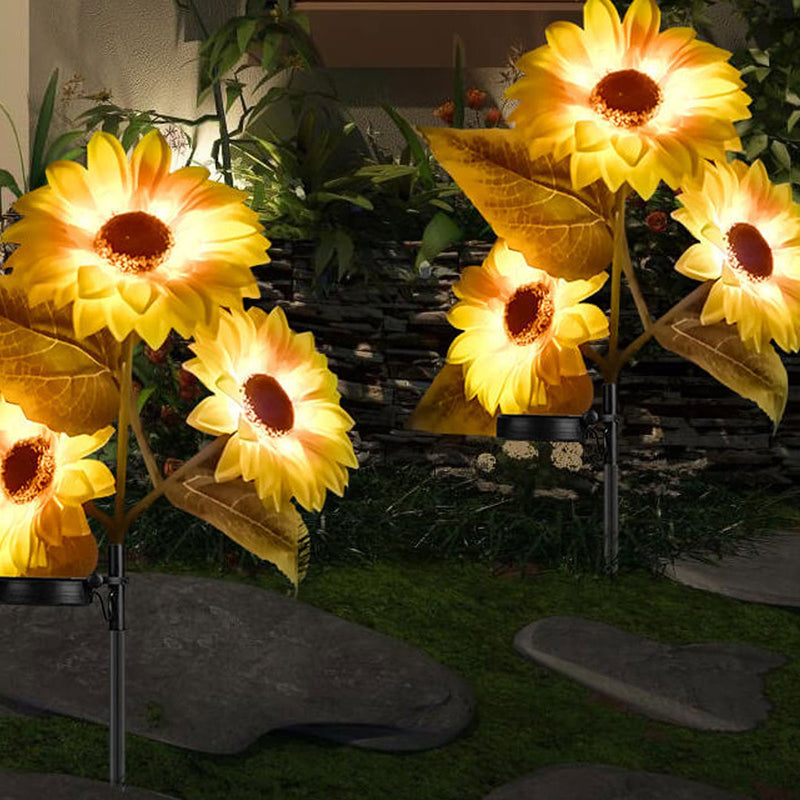 Solar Sunflower 3 Head LED Outdoor Garten Rasen Landschaft Licht 