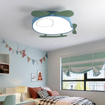 Cartoon Creative Colorful Aircraft LED Eye Protection Kids Flush Mount Ceiling Light