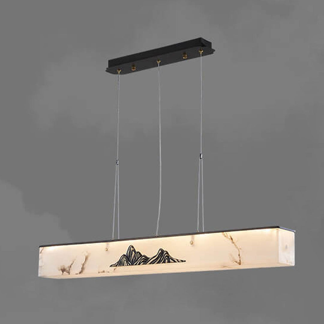 Moderne Luxus Marmor Lange Kupfer Zen Insel Licht LED Kronleuchter 
