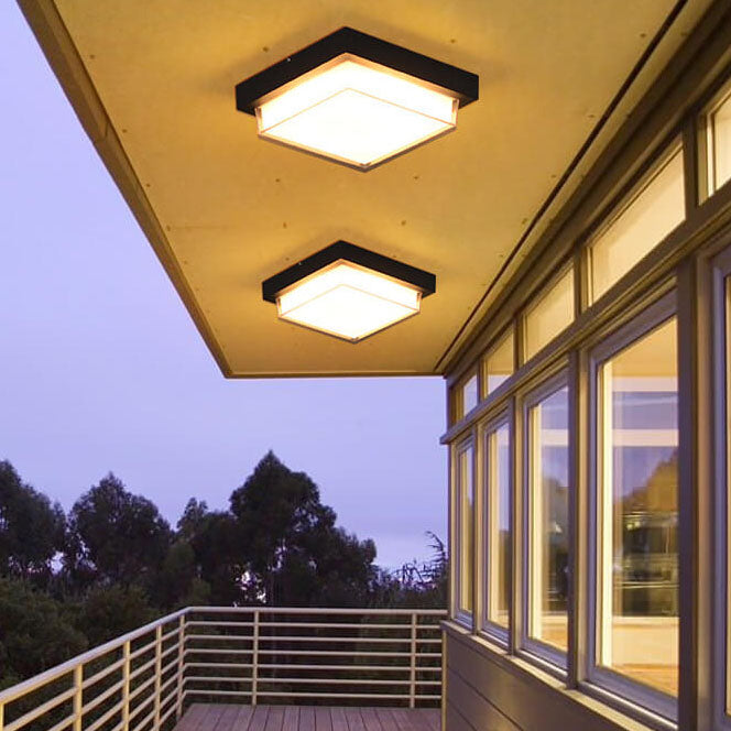 Modern Outdoor Square Aluminum Acrylic Induction LED Flush Mount Ceiling Light