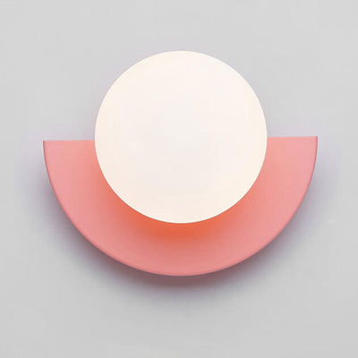 Moderne, minimalistische, kugelförmige, bunte Halbkreis-Design-Wandleuchte mit 1 Leuchte aus Glas 