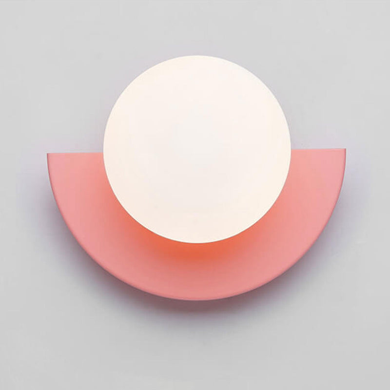 Conception moderne minimaliste en verre sphérique coloré demi-cercle appliqué murale 1 lumière 