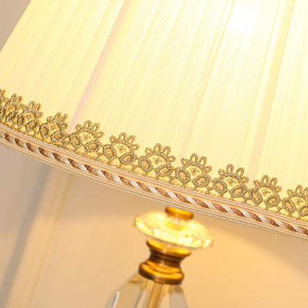 Lampe de table européenne minimaliste en tissu cristal à 1 lumière 