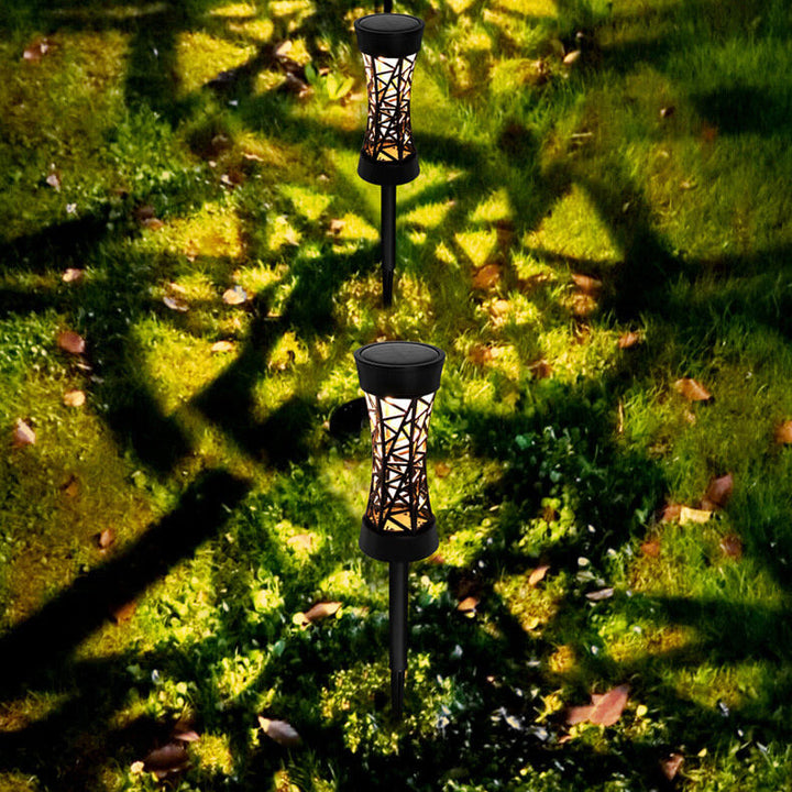 Lumière de chemin à insertion au sol pour jardin extérieur LED avec design creux de colonne solaire 