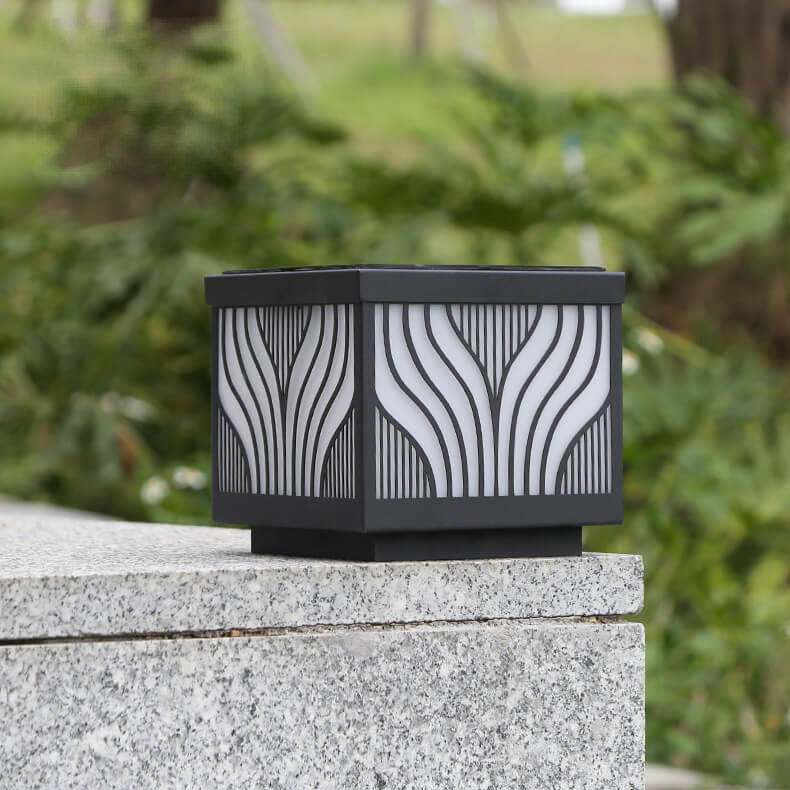 Modern Solar Patterned Stainless Steel Square Courtyard LED Path Lamp
