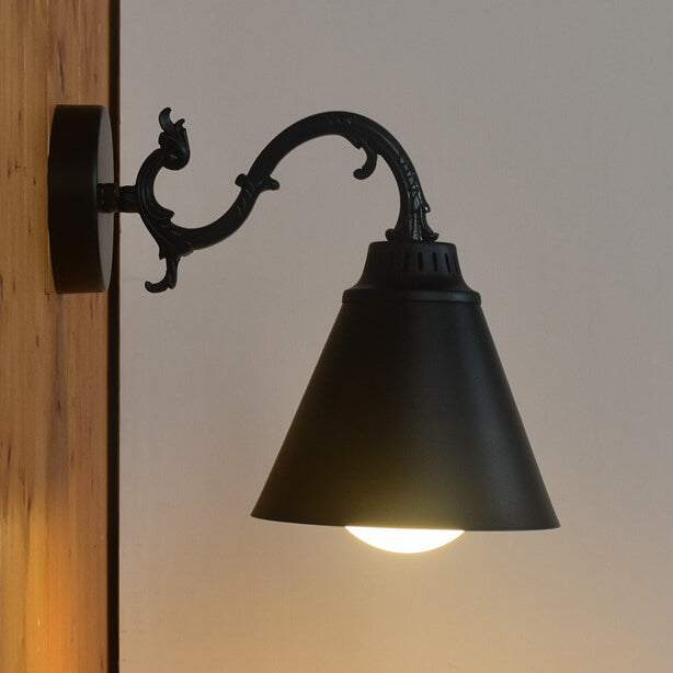 Industrial Vintage Iron Bell Tree Branch Arm 1-Light Wall Sconce