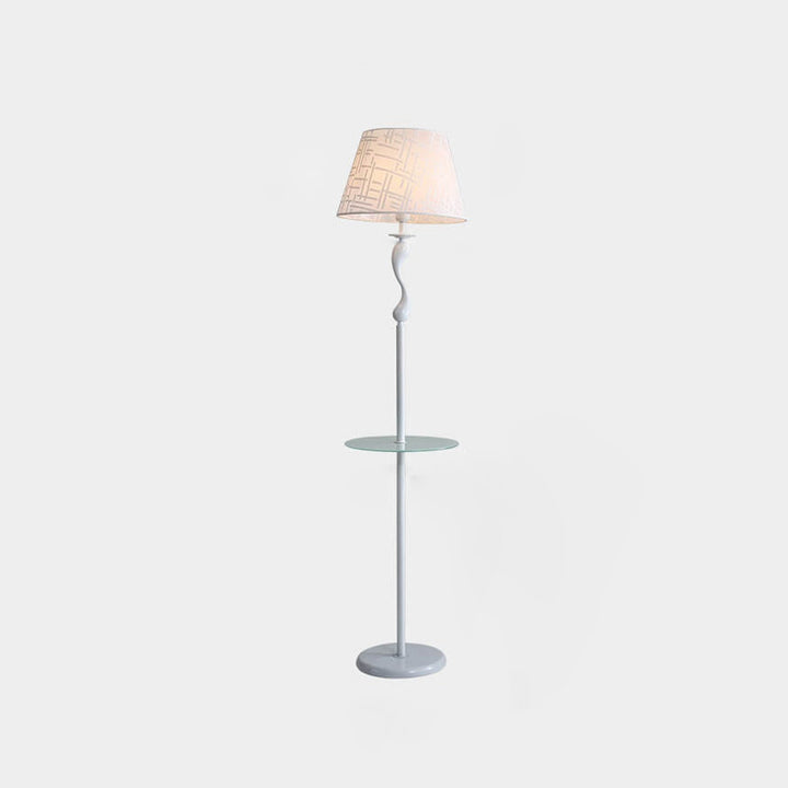 Lampe sur pied moderne et simple en tissu de lin à 1 lumière en forme de dôme en fer 