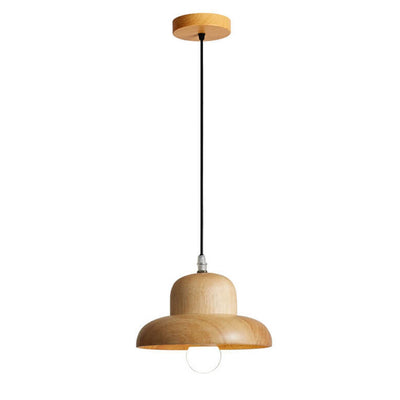 Nordic Solid Wood Hat Dome 1-Light Pendant Light