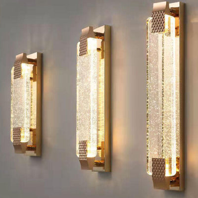 Light Luxury Gold Bubble Crystal Rectangular LED Wall Sconce Lamp