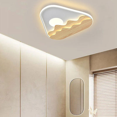 إضاءة سقف LED بتصميم مثلثي خشبي أكريليك حديث وبسيط 