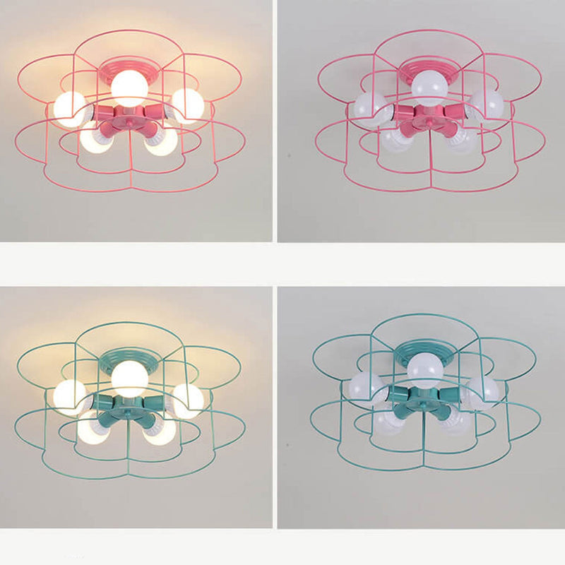 Nordic Creative Macaron Color Plum Design 5-Light Flush Mount Light