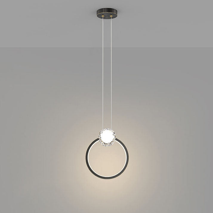 European Light Luxury Round Copper Crystal LED Pendelleuchte 