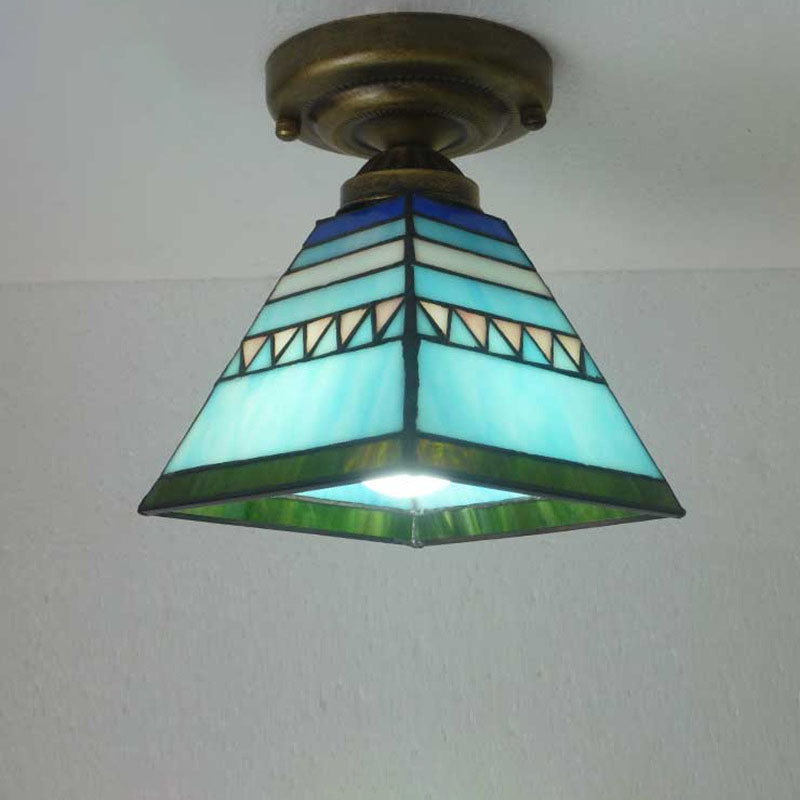 Europäische Vintage Tiffany 1-Licht halbbündige Einbauleuchte