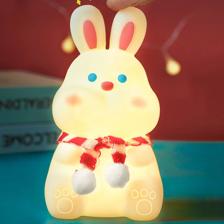 Lampe de table Creative Cartoon Rabbit Silicone Pat USB LED Night Light 