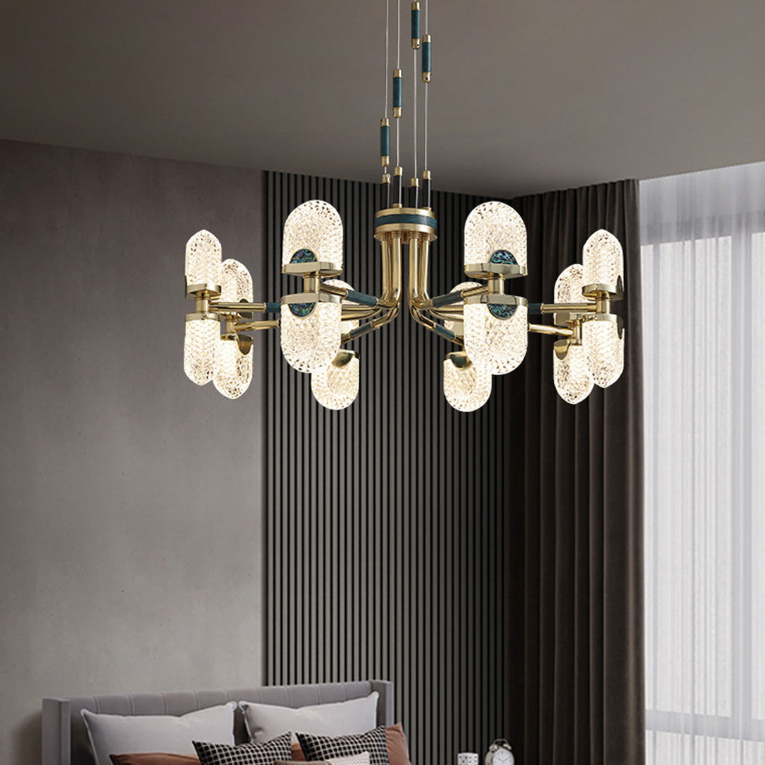 Lustre LED en cuivre massif rond moderne de luxe léger 