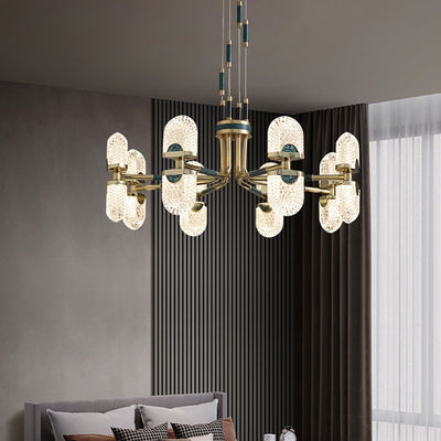 Modern Light Luxury Round Shell Full Copper LED Chandelier