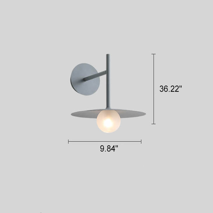 Moderne, minimalistische, einfarbige, runde Hardware-Glas-Wandleuchte mit 1 Licht