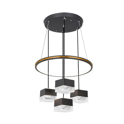 Modern Minimalist Wrought Iron Aluminum Square LED Chandelier