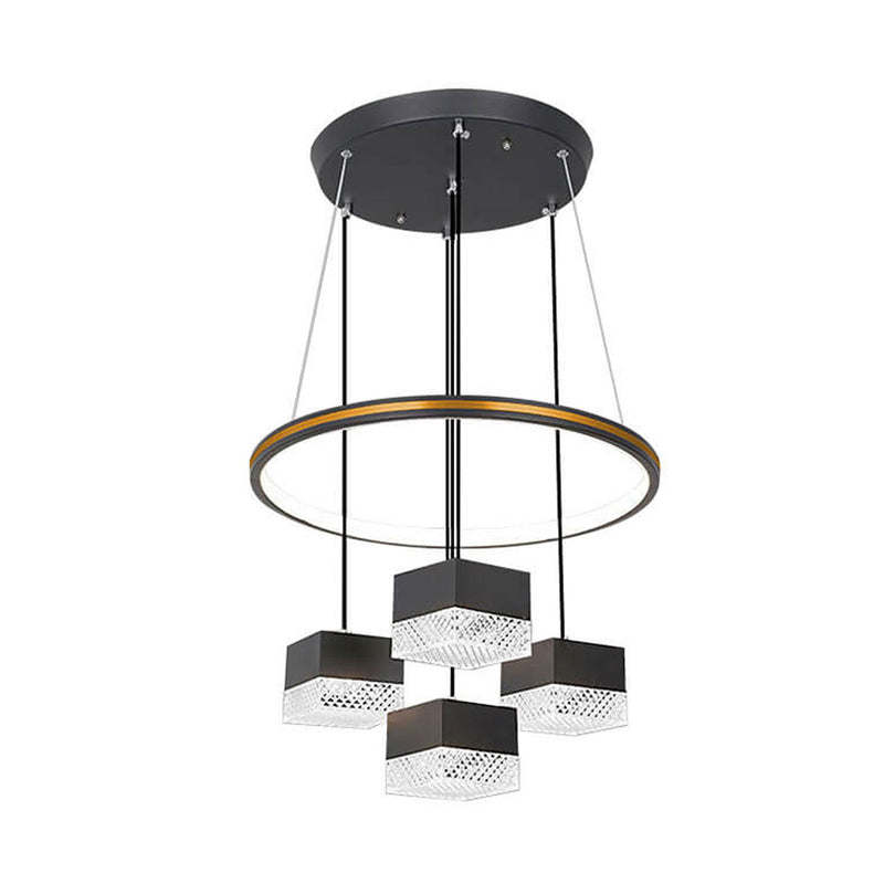 Modern Minimalist Wrought Iron Aluminum Square LED Chandelier