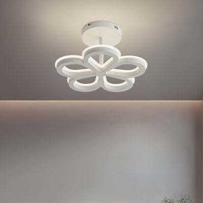 Modern Minimalist Flower Iron LED Semi-Flush Mount Light