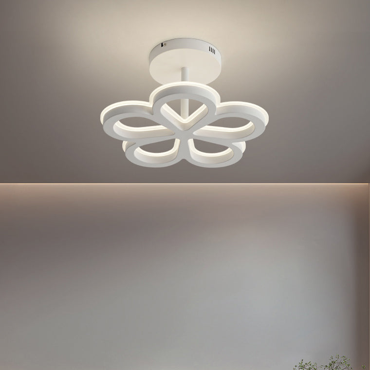 Modern Minimalist Flower Iron LED Semi-Flush Mount Light