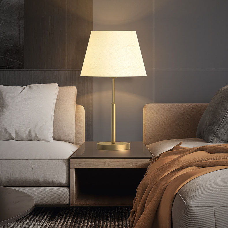 Modern Minimalist Light Luxury All Brass Fabric 1-Light Table Lamp