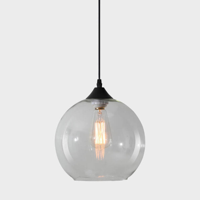 Lustre Suspendu Minimaliste Nordique en Verre Rond Teinté à 1 Lumière 