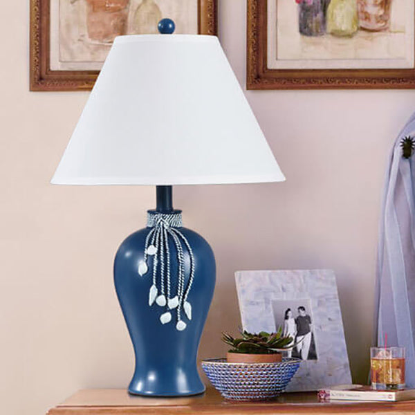 Lámpara de mesa de 1 luz con base de resina de tela mediterránea europea 