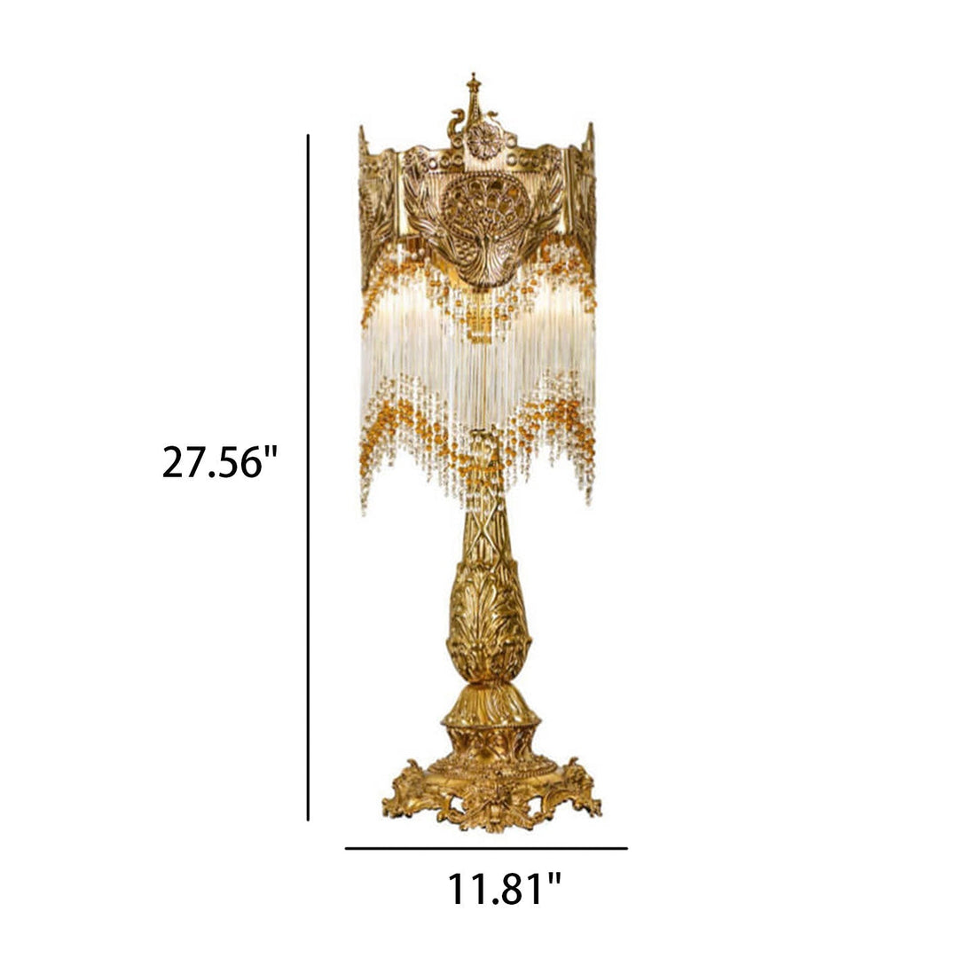 Lámpara de Mesa de Lujo de 1 Luz con Borla de Cristal de Latón Francés 