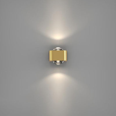 مصباح حائط LED مضيء لأعلى ولأسفل بتصميم مكعب مستطيل مستدير من النحاس العصري البسيط لغرفة النوم 