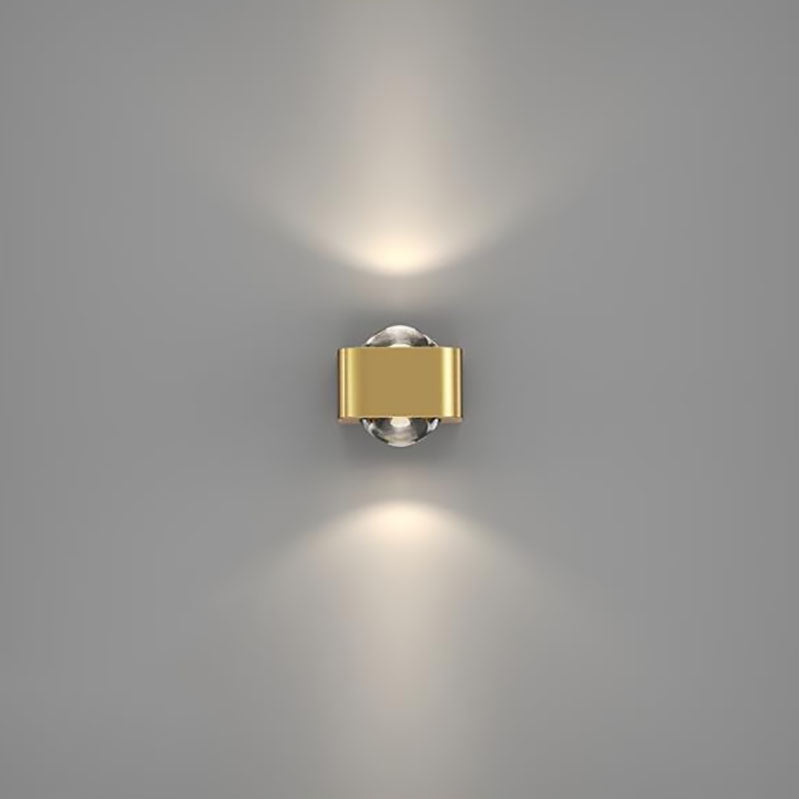 مصباح حائط LED مضيء لأعلى ولأسفل بتصميم مكعب مستطيل مستدير من النحاس العصري البسيط لغرفة النوم 