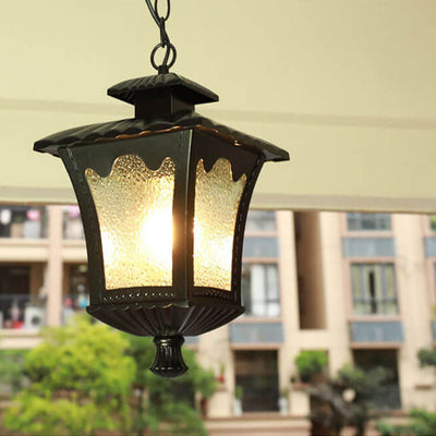 European Industrial Glass Square Outdoor 1-Light Pendant Light