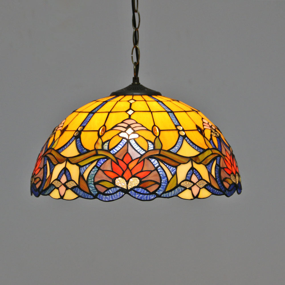 Luminaire suspendu à 1 lumière Tiffany Vintage Butterfly Rose Dome 