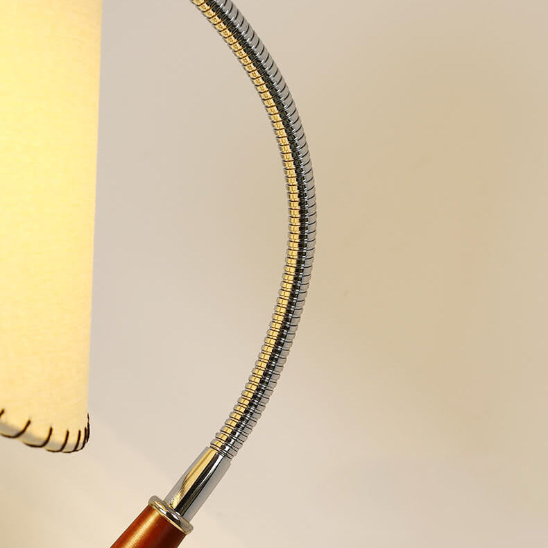 Vintage Pleated Fabric Wood Base Touch 1-Light Table Lamp