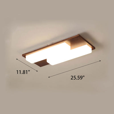 Nordic Creative Walnut Acrylic Rectangular LED Flush Mount Ceiling Light